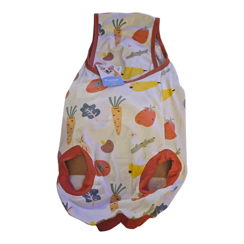 Kuoser Dogs After Surgery Professional Pet Recovery Suit Veggie Print Size  L